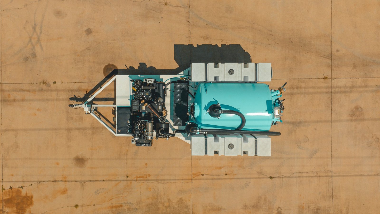 BossVac hydro excavation equipment aerial view ready to ship